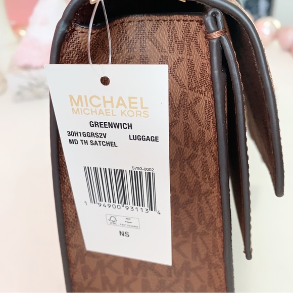 Final Sale!!! 👜 MICHAEL KORS 🌺 Greenwich Medium Logo Satchel - Picture 11 of 14